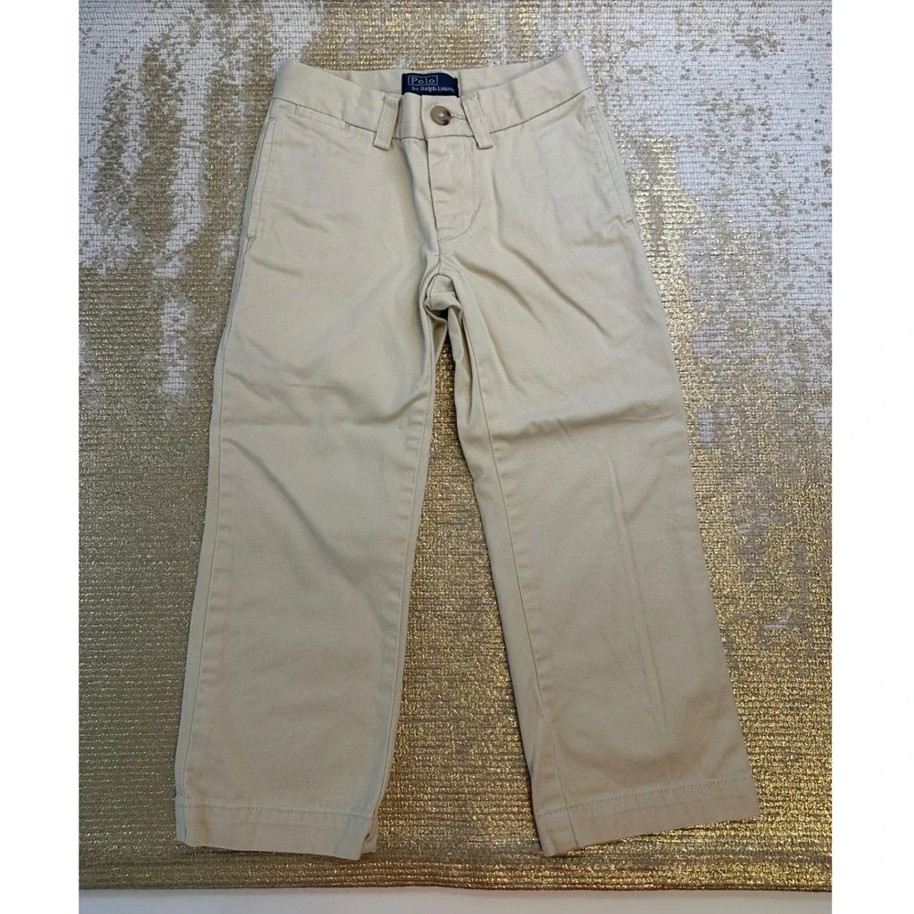 POLO RALPH LAUREN Toddler Boys Beige Khaki Chino Pants Preppy Dressy Casual 3T